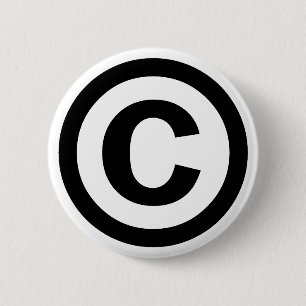 Copyright Symbol Copyrighted Copy Right Icon Sign 2 Inch Round Button