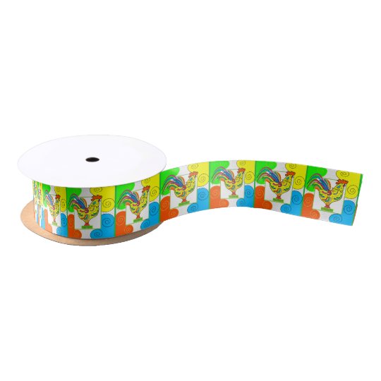 COQ CHICKEN CARTOON 1.5" Satin Ribbon 10 yard