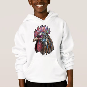 Coq Cyberpunk Art mécanique iridescent