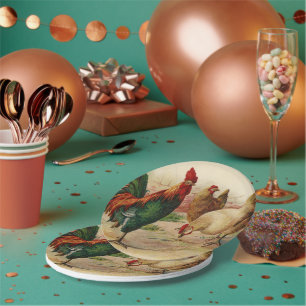 Coq de poulet vintage toute assiette de fête