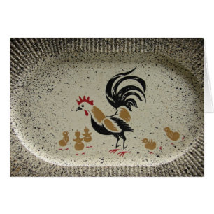 Coq et poussins en plaque de papier de poulet vint