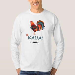 Coq sauvage de Kauai de long T-shirt hawaïen de