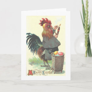 Coq vintage avec carte Pâques Cigar
