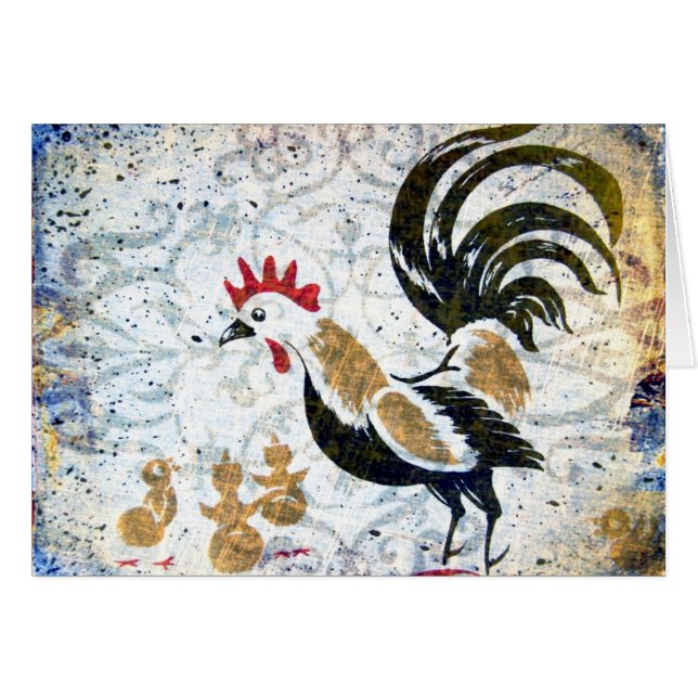 Coq vintage et poussins (Devant horizontal)