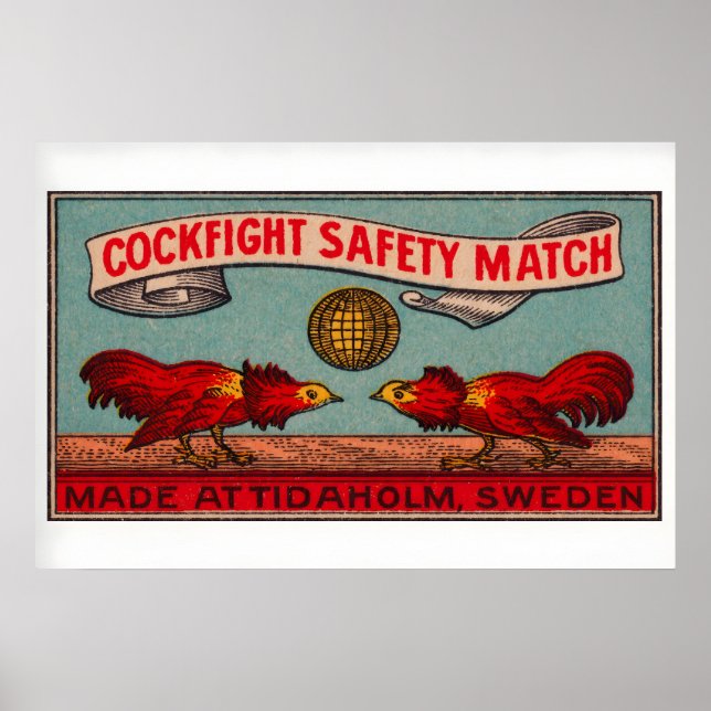Coqs de Combat - Impression Matchbox - Mur Suède (Devant)