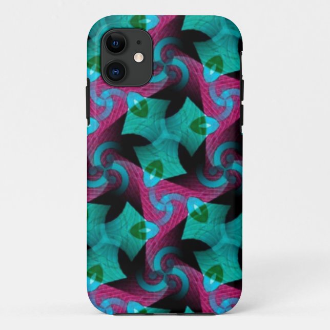 Coque Abstrait Turquoise motif à écran rose iPhone (Dos)