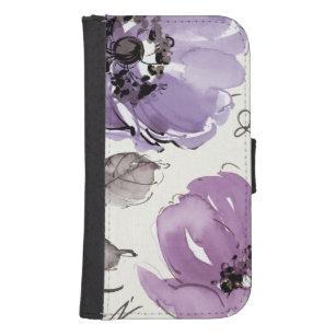 Coque Avec Portefeuille Pour Galaxy S4 Fleurs violettes