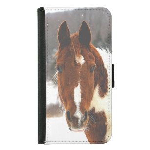 Coque Avec Portefeuille Pour Galaxy S5 Horse d'hiver Animaux Galaxy S5 Porte-monnaie