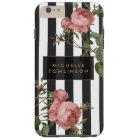 Vintage Floral rayé coque iphone personnalisé