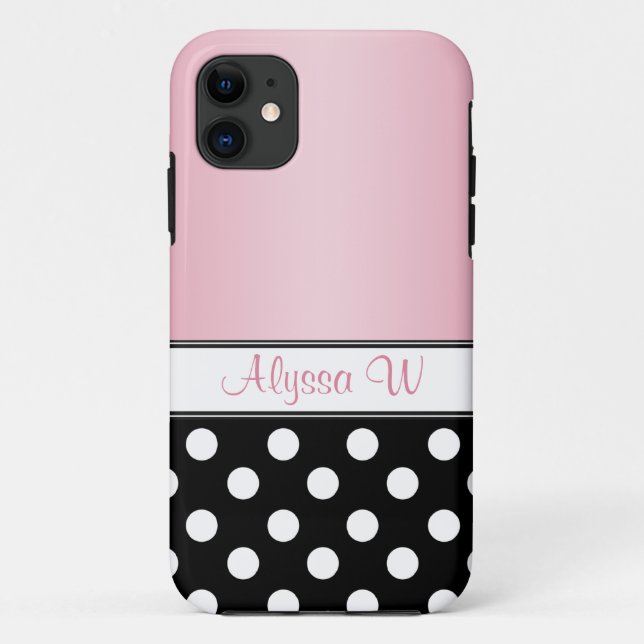 Coque Black Polka Dot Pink iPhone 5 (Dos)