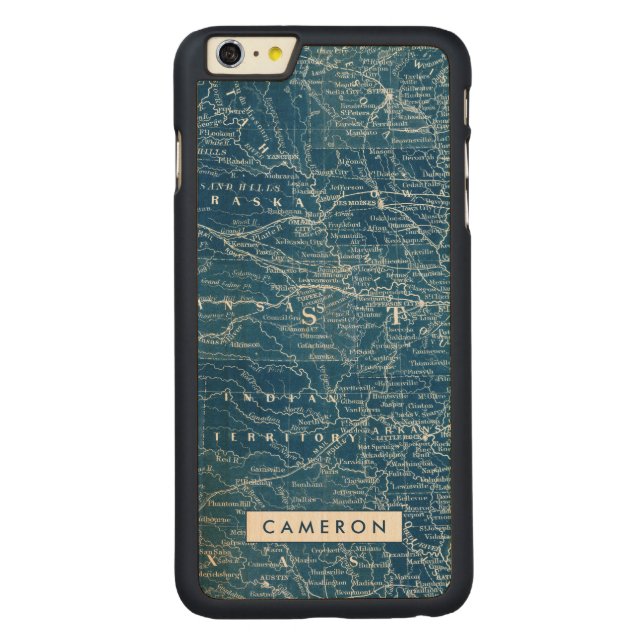 Coque Carved En Bois Pour iPhone Ajouter votre nom| Plan directeur américain (Dos)