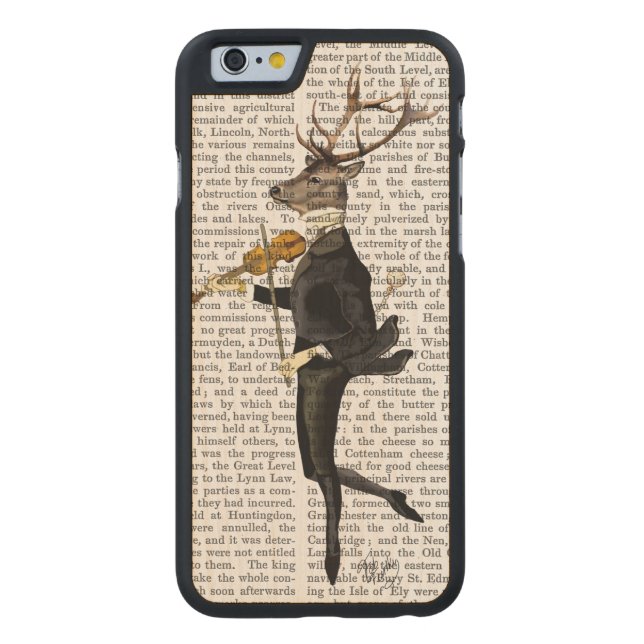 Coque Carved En Bois Pour iPhone Danse du cerf avec violon (Dos)