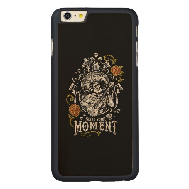 Coque Carved En Bois Pour iPhone Disney Pixar Coco | Ernesto | Devis inspirant (Dos)