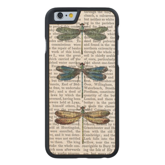 Coque Carved En Bois Pour iPhone Dragonlies Imprimer 2 (Dos)