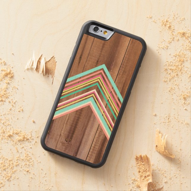 Coque Carved En Bois Pour iPhone Flèche en bois géométrique (In Situ)