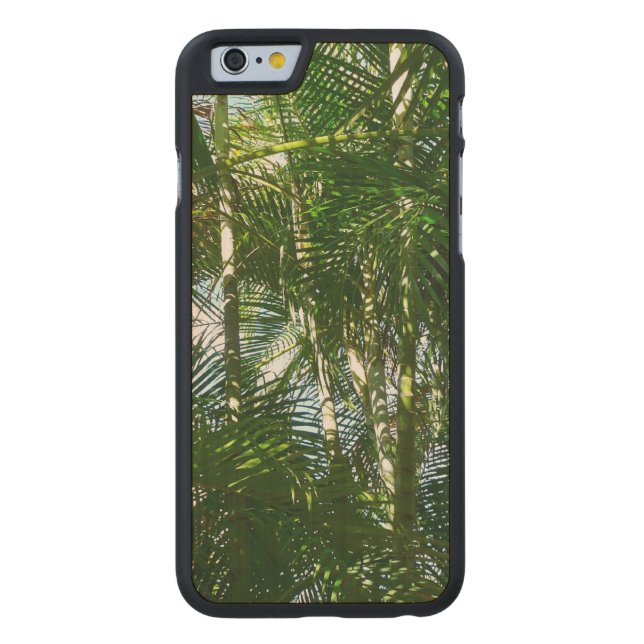 Coque Carved En Bois Pour iPhone Forêt de palmiers Vert tropical (Dos)