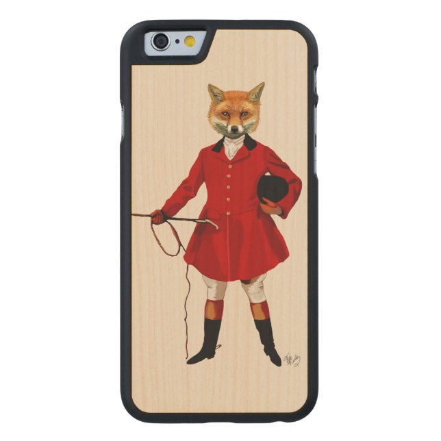 Coque Carved En Bois Pour iPhone Fox Hunter 2 Full 3 (Dos)