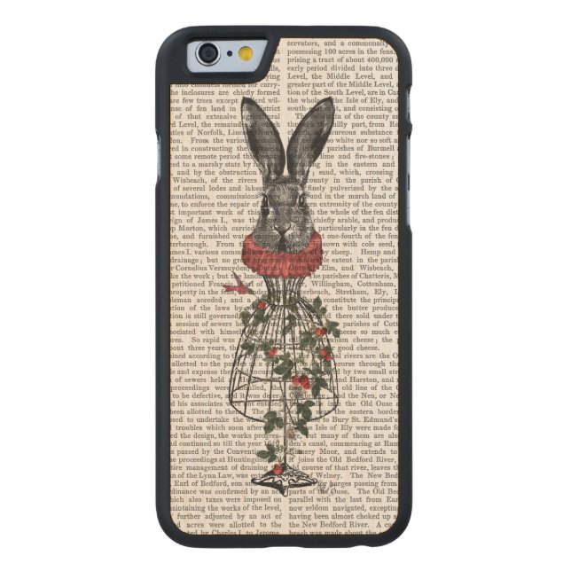 Coque Carved En Bois Pour iPhone Lièvre de fraise (Dos)