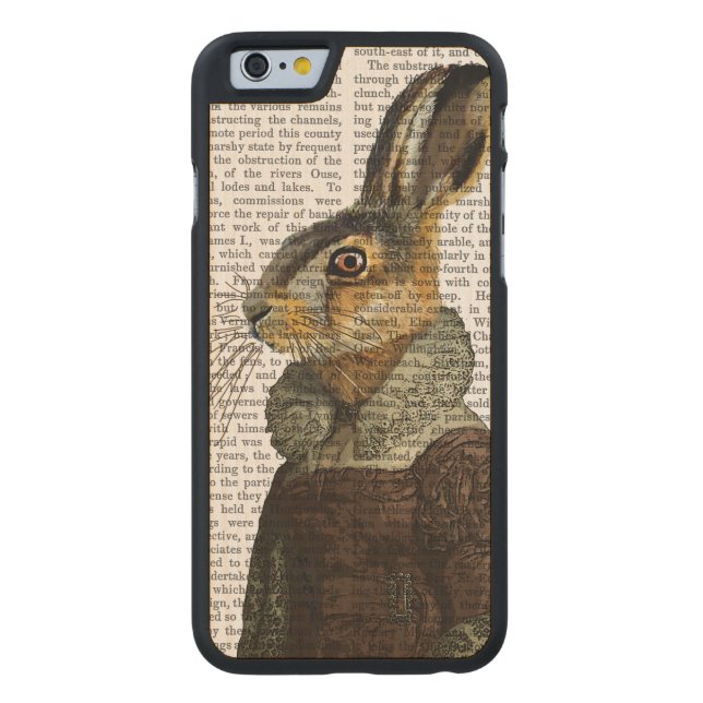 Coque Carved En Bois Pour iPhone Madame Hare Portrait (Dos)