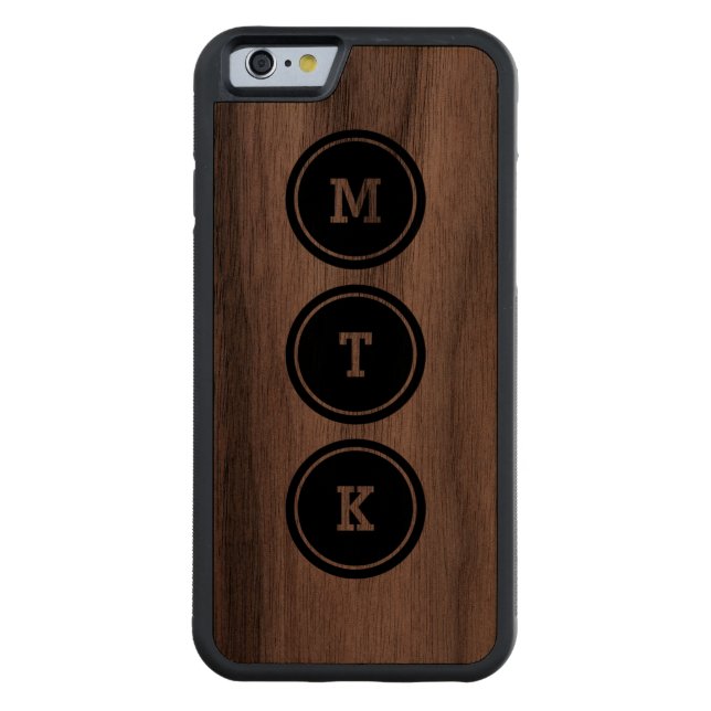 Coque Carved En Bois Pour iPhone Monogramme noir de cercle (Dos)