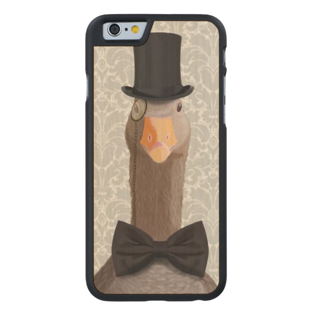 Coque Carved En Bois Pour iPhone Oie distinguée (Dos)