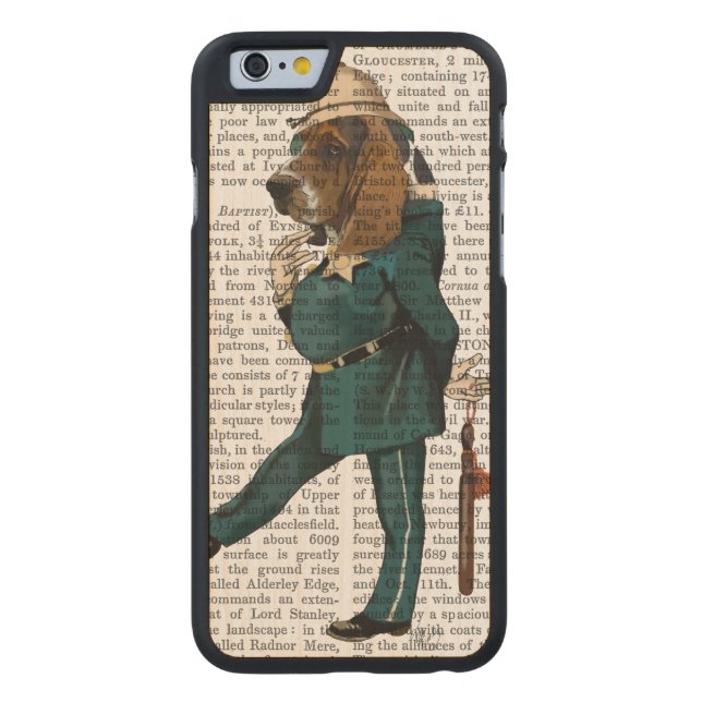 Coque Carved En Bois Pour iPhone Policier de Basset Hound (Dos)