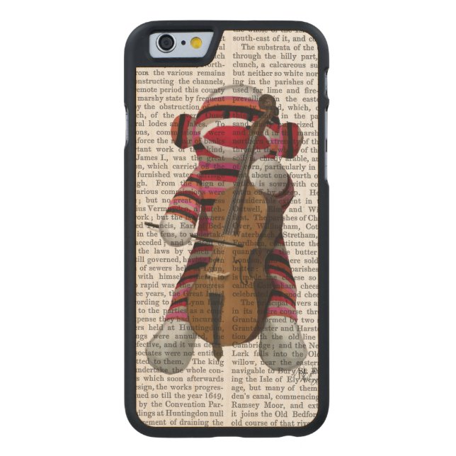Coque Carved En Bois Pour iPhone Singe et violoncelle de chaussette (Dos)