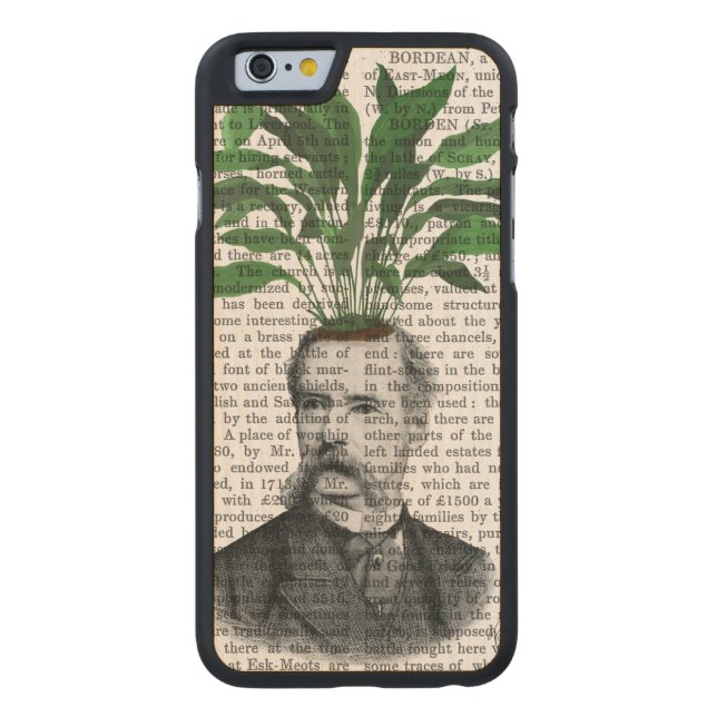 Coque Carved En Bois Pour iPhone Tête d'usine de tête d'aspidistra (Dos)