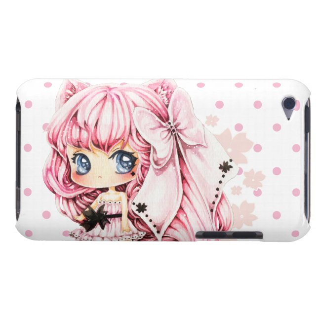 Coque Case-Mate iPod Touch Fille rose-haired mignonne de chibi d'anime (Dos Horizontal)