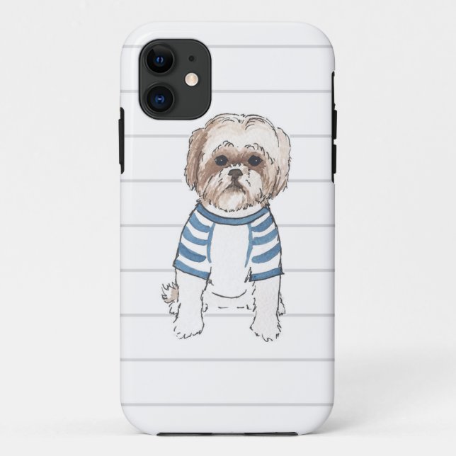 Coque Case-Mate Pour iPhone Coque iphone d'aquarelle de Shih Tzu (Dos)