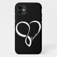 Coque iphone de coeur d'amour noir et blanc