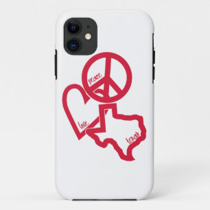Coque Case-Mate Pour iPhone Coque iphone du Texas d'amour de paix