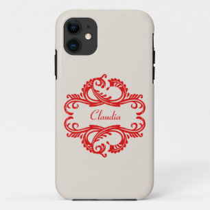 Coque Case-Mate Pour iPhone Red Chic Damask BT iPhone 5 Coque