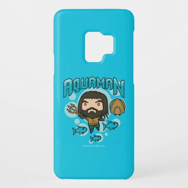 Coque Case-Mate Pour Samsung Galaxy Aquaman | Chibi Aquaman Graphisme sous-marin (Dos)
