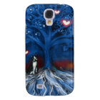 Arbre rougeoyant de coeurs d'amour de nuit de