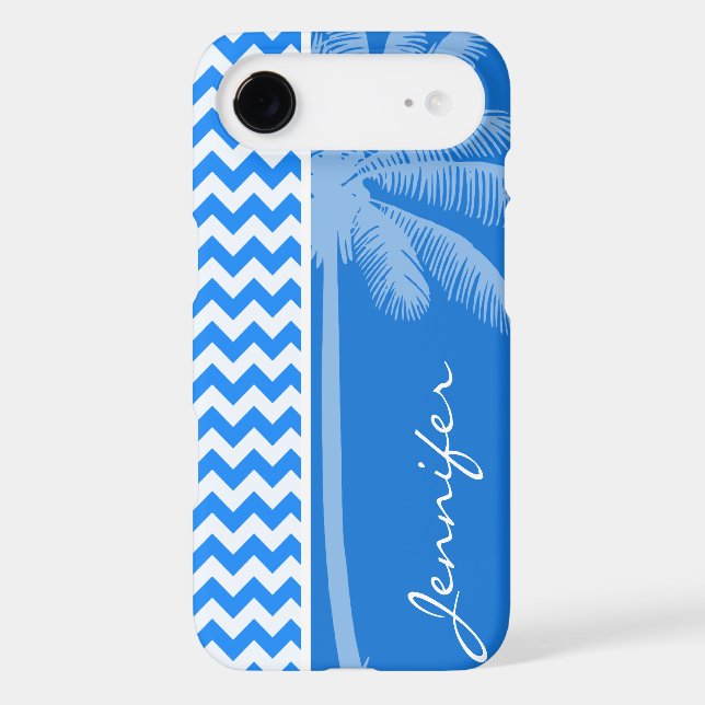 Coque Case-Mate Pour Samsung Galaxy Azure Blue Chevron ; Palme d'été (Verso)