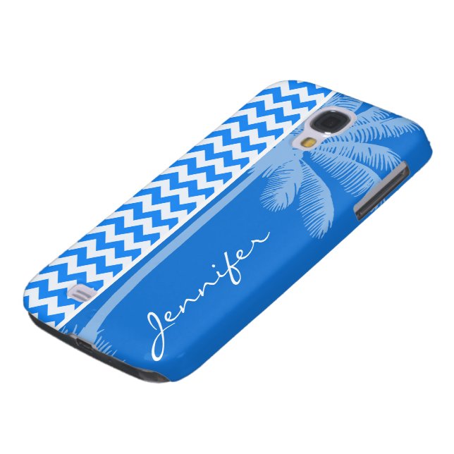 Coque Case-Mate Pour Samsung Galaxy Azure Blue Chevron ; Palme d'été (Bas)