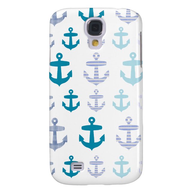 Coque Case-Mate Pour Samsung Galaxy Conception bleue nautique d'Ancres (Dos)