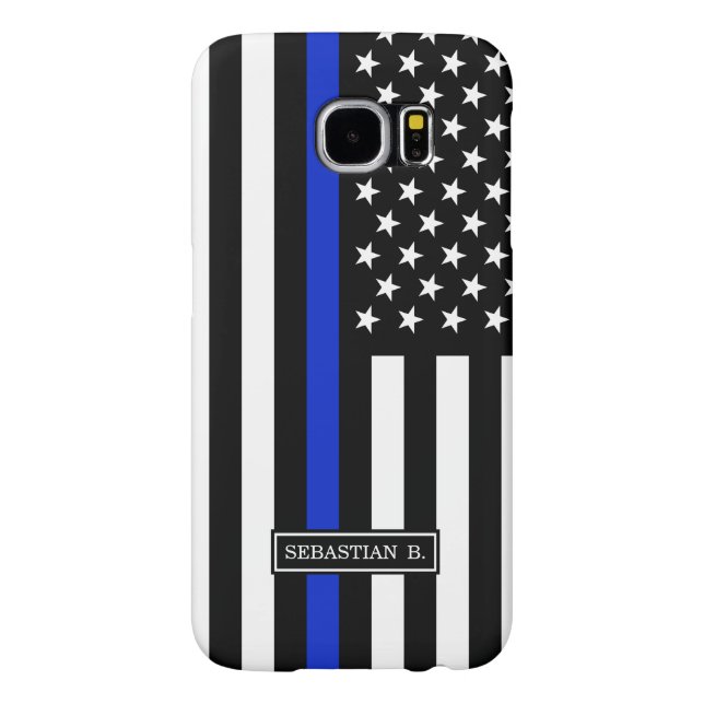 Coque Case-Mate Pour Samsung Galaxy Drapeau américain mince de Blue Line (Dos)