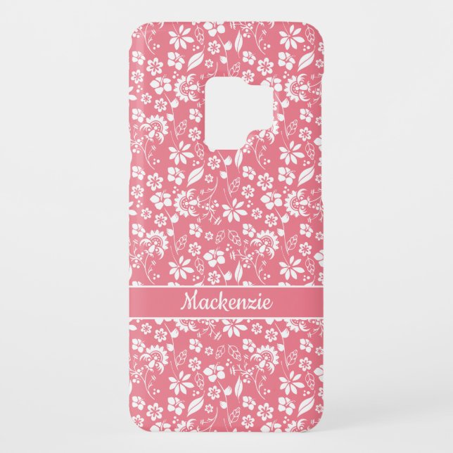 Coque Case-Mate Pour Samsung Galaxy Fleurs tropicales rose vif modernes (Dos)