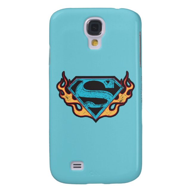 Coque Case-Mate Pour Samsung Galaxy Logo bleu super fille avec flammes (Dos)