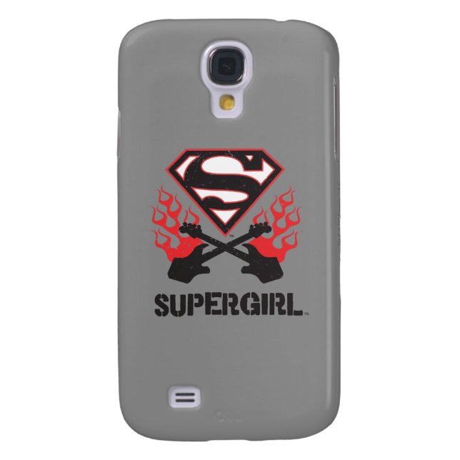 Coque Case-Mate Pour Samsung Galaxy Logo Supergirl Black Flaming Guitares (Dos)