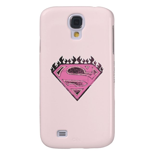 Coque Case-Mate Pour Samsung Galaxy Logo Supergirl rose avec flammes (Dos)
