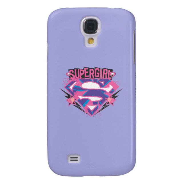Coque Case-Mate Pour Samsung Galaxy Logo Supergirl rose et violet Grunge (Dos)