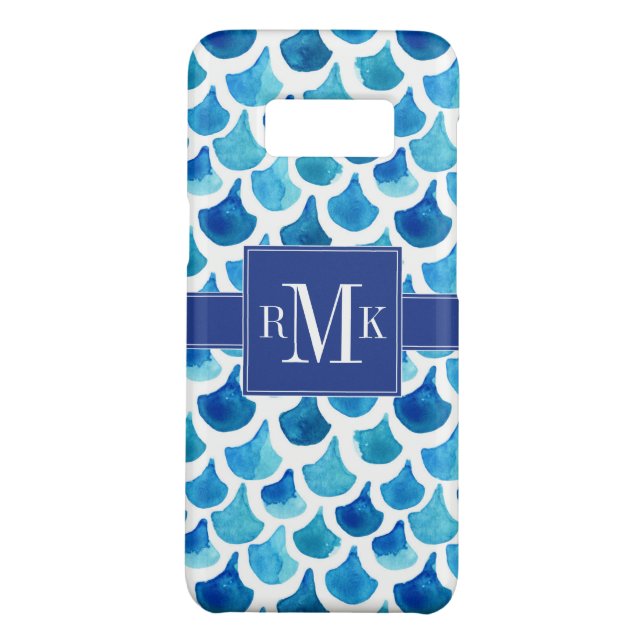 Coque Case-Mate Pour Samsung Galaxy Motif d'échelle d'aquarelle bleue (Dos)