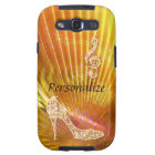 Note orange scintillante de musique et talon