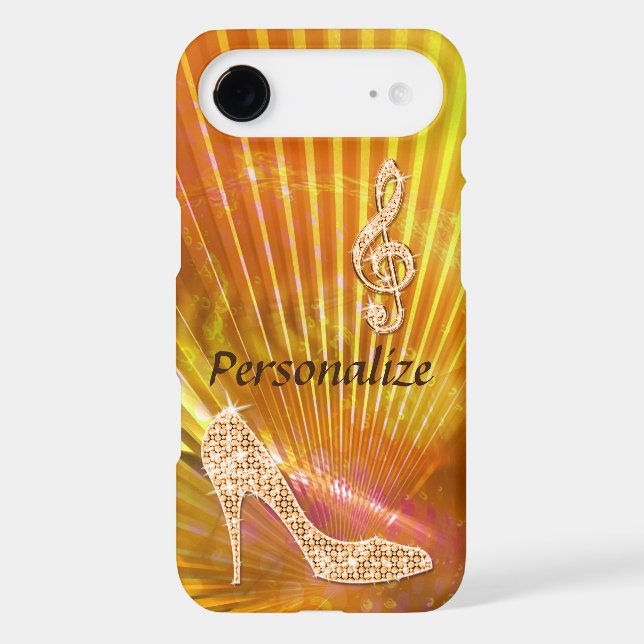 Coque Case-Mate Pour Samsung Galaxy Note orange scintillante de musique et talon (Verso)