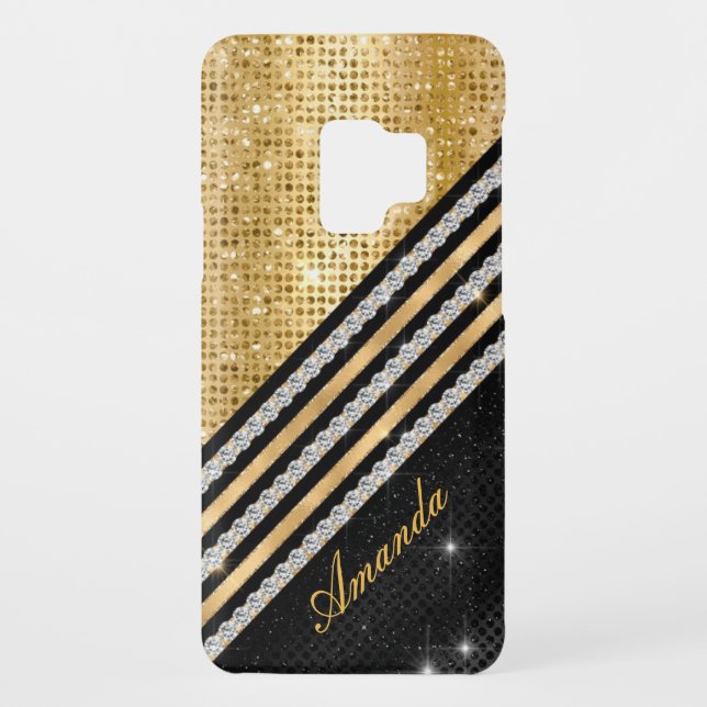 Coque Case-Mate Pour Samsung Galaxy Style Crystal Gold et noir Personnalisé (Dos)
