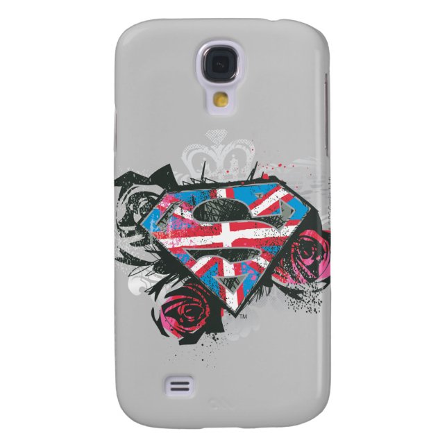 Coque Case-Mate Pour Samsung Galaxy Supergirl British Drapeau et Roses (Dos)