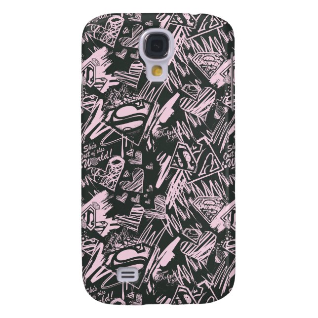 Coque Case-Mate Pour Samsung Galaxy Supergirl Pink et Black Scribbles (Dos)